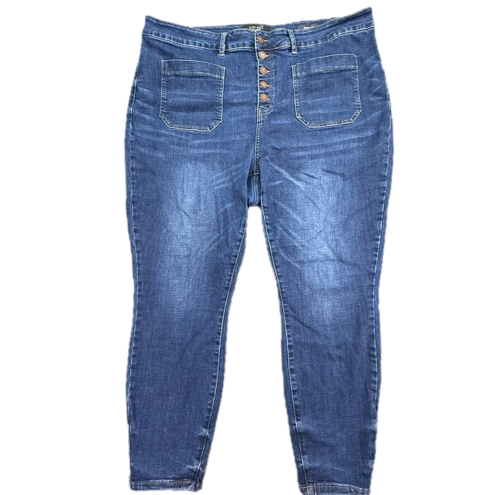 Judy Blue Skinny Jeans Womens 24w Blue Button Fly High Rise Patch Pocket Jb88134